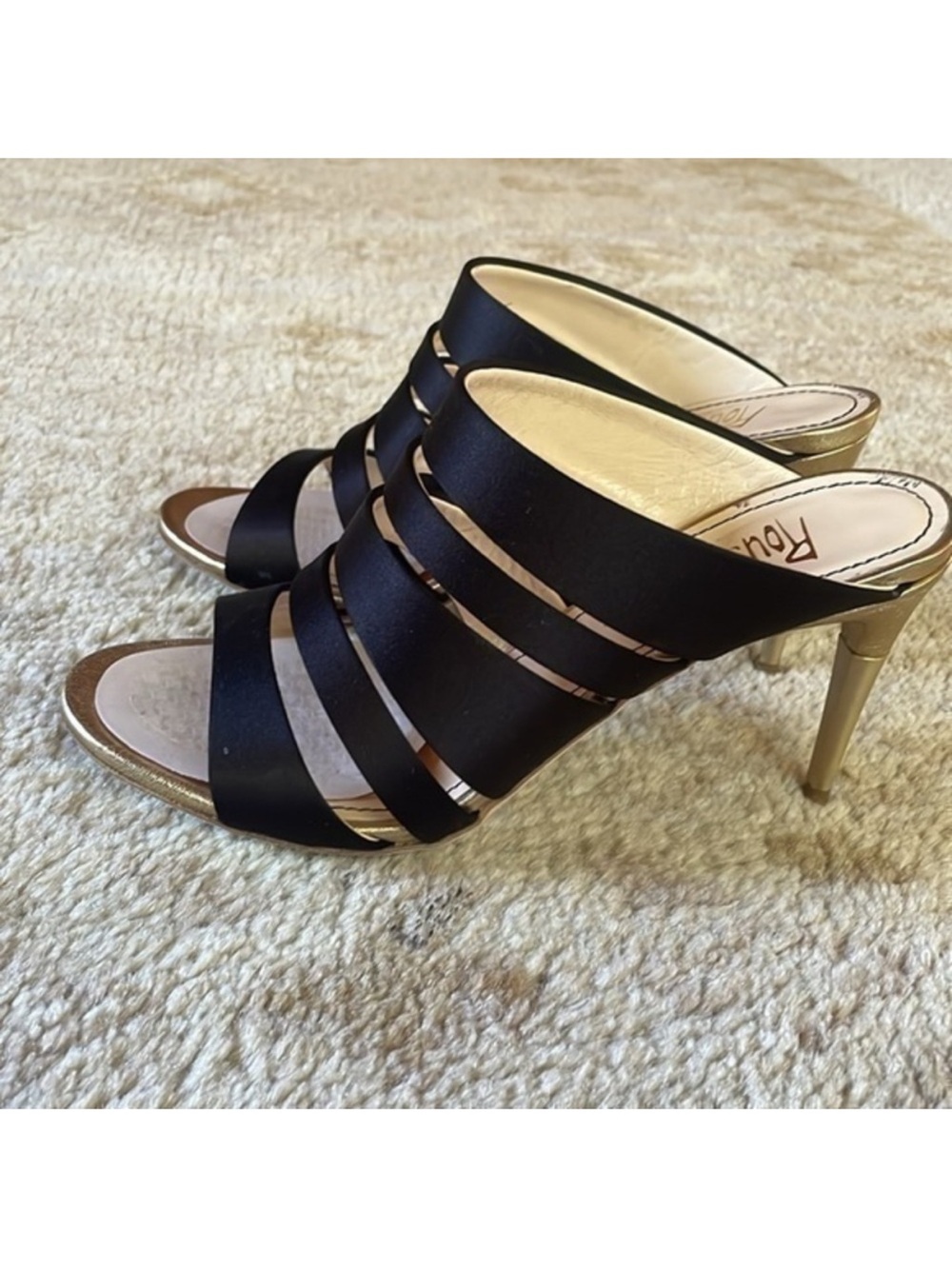 Jerome C Rousseau satin sandal gold heel 37.5